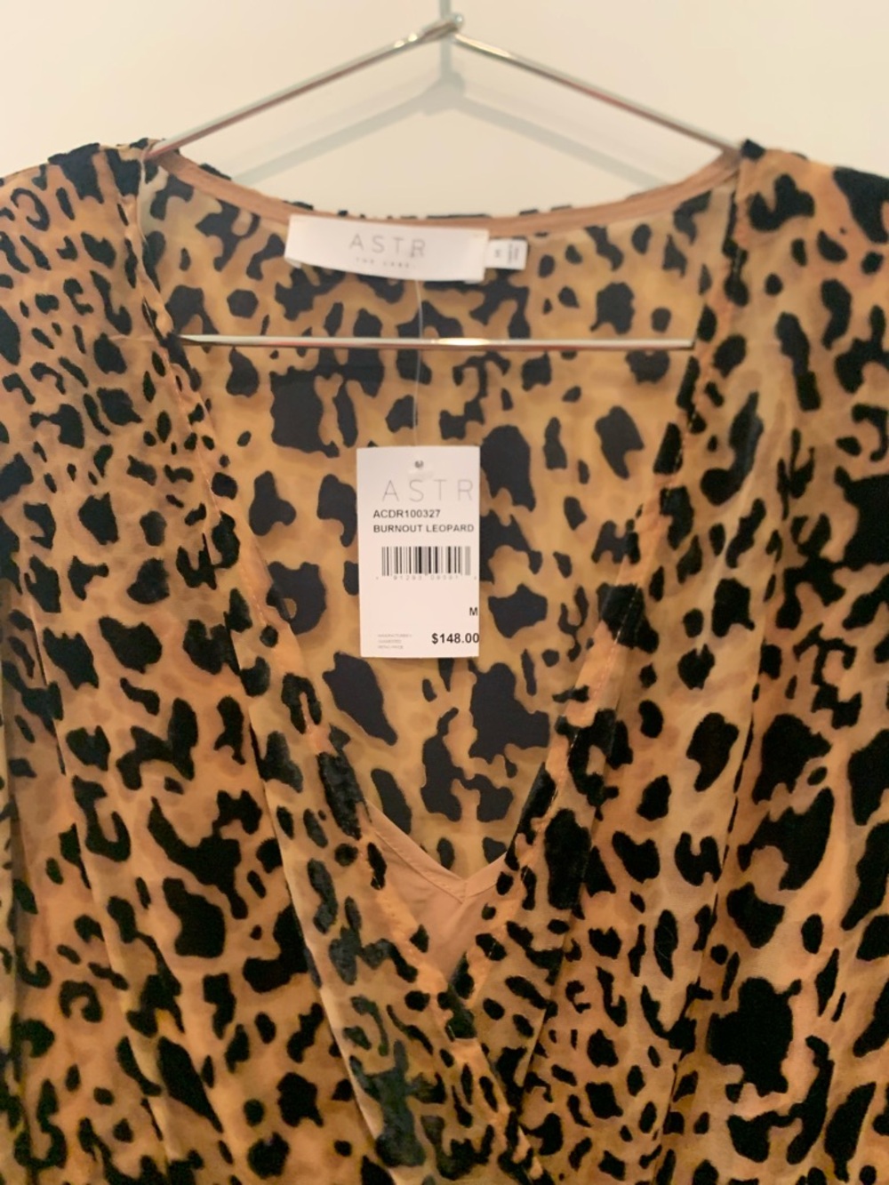 Astr Leopard Print V-Neck Mini Dress - Tan & Black - Picture 2 of 6